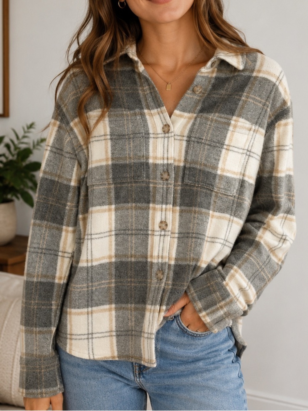 NEW American Eagle Shacket Plaid Women’s Size XS Oversized